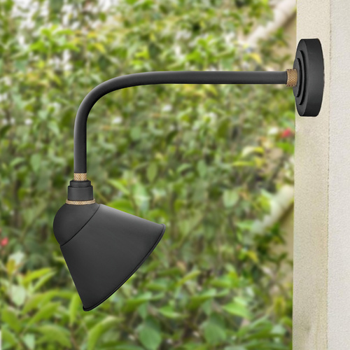 Foundry 9-Inch Wide Textured Black & Brass Barn Light by Hinkley Lighting