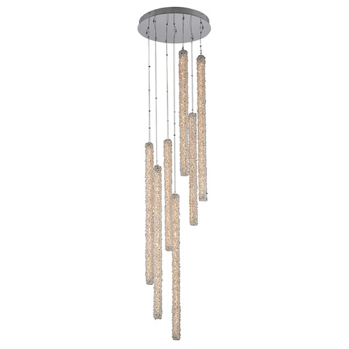 Allegri Crystal Lina Polished Chrome LED Multi-Light Pendant with Cylindrical Shade
