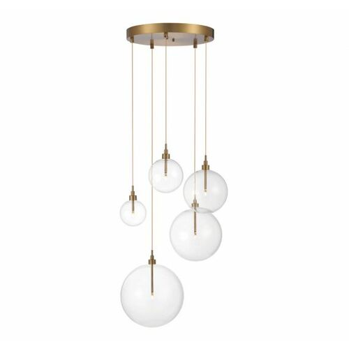 5-Light Pendant in Natural Brass by Meridian