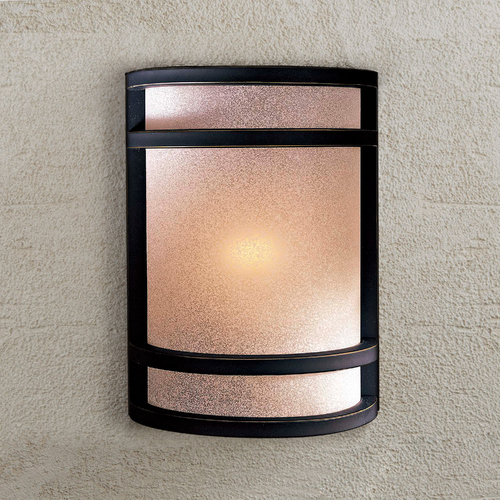 Modern Sconce Wall Light with White Glass in Dark Restoration Bronze by Minka Lavery