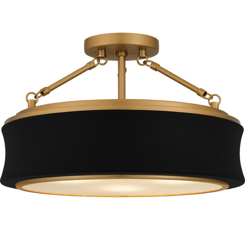 Quoizel Lighting Quoizel Lighting Dylan Matte Black & Gold Semi-Flushmount Light QSF6801MBK