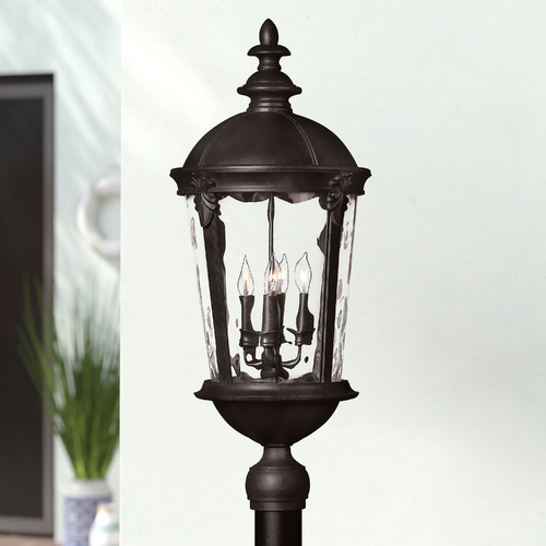 Hinkley Seeded Glass Post Light Black Hinkley 1891BK