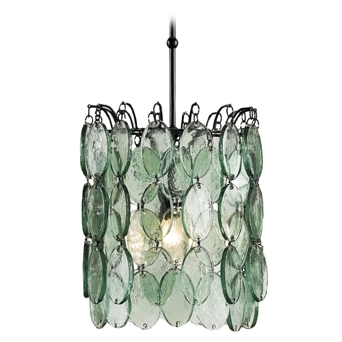 Airlie Pendant in Satin Black with Recycled Glass by Currey & Company