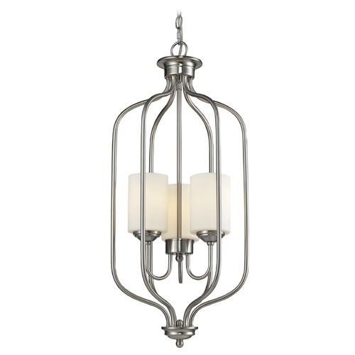 Z-Lite Z-Lite Cardinal Brushed Nickel Pendant Light with Cylindrical Shade 434-31-BN