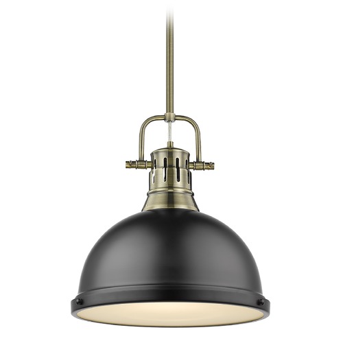 Duncan Large Pendant in Aged Brass and Matte Black by Golden Lighting