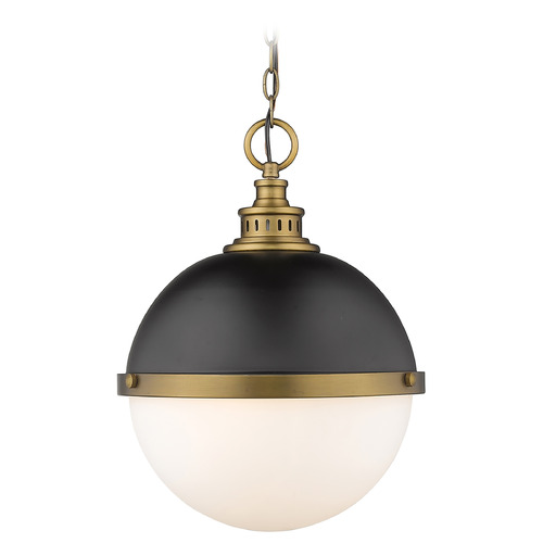Z-Lite Z-Lite Peyton Matte Black & Factory Bronze Pendant Light with Bowl / Dome Shade 619P14-MB-FB