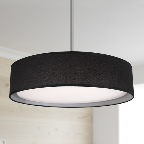 Kuzco Lighting Modern Brushed Nickel LED Pendant with Black Shade 3000K 966LM by Kuzco Lighting PD7916-BK