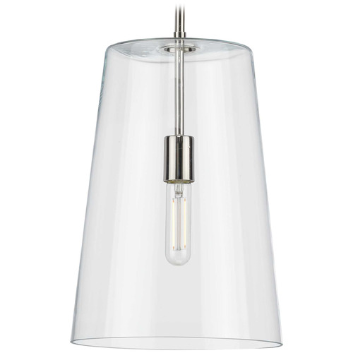 Progress Lighting Clarion Polished Nickel Pendant Light with Conical Shade