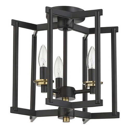 Craftmade Lighting Avante Grand Flat Black & Satin Brass Semi-Flush Mount by Craftmade Lighting 56953-FBSB