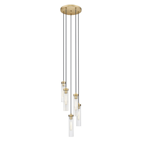 Z-Lite Beau Rubbed Brass Multi-Light Pendant with Cylindrical Shade
