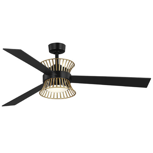 Progress Lighting Bisbee Matte Black & Brushed Gold LED Ceiling Fan with Light