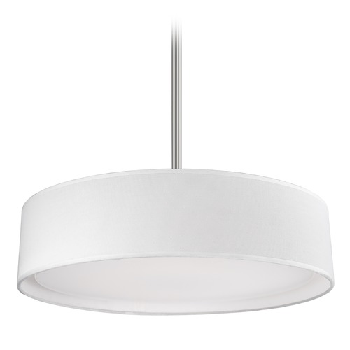 Modern Brushed Nickel LED Pendant with White Shade 3000K 1107LM by Kuzco Lighting