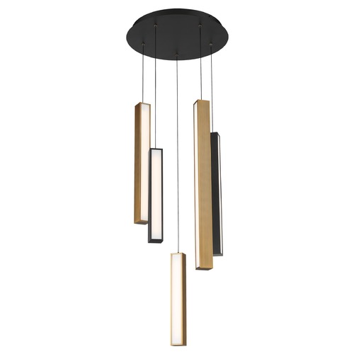 Modern Forms by WAC Lighting Chaos Black & Aged Brass LED Multi-Light Pendant by Modern Forms PD-64805R-BK/AB-BK