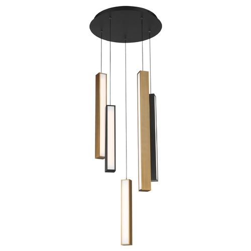 Chaos Black & Aged Brass LED Multi-Light Pendant by Modern Forms