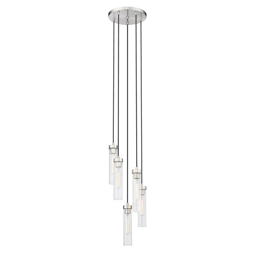 Z-Lite Beau Brushed Nickel Multi-Light Pendant with Cylindrical Shade