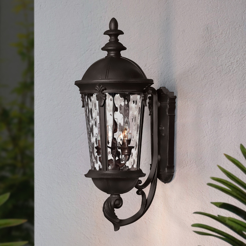 Seeded Glass Outdoor Wall Light Black by Hinkley Lighting