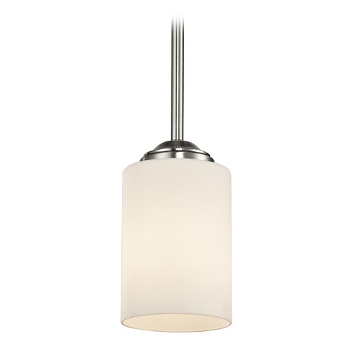 Z-Lite Z-Lite Cardinal Brushed Nickel Mini-Pendant Light with Cylindrical Shade 434-MP-BN