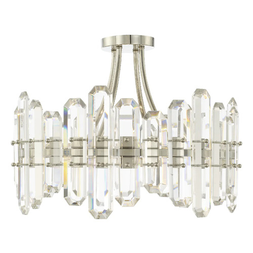 Bolton 4-Light Crystal Semi-Flush in Nickel by Crystorama Lighting