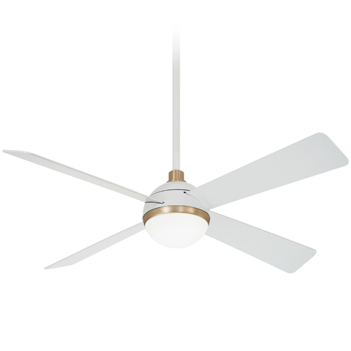Orb 54-Inch Fan in Flat White & Soft Brass by Minka Aire