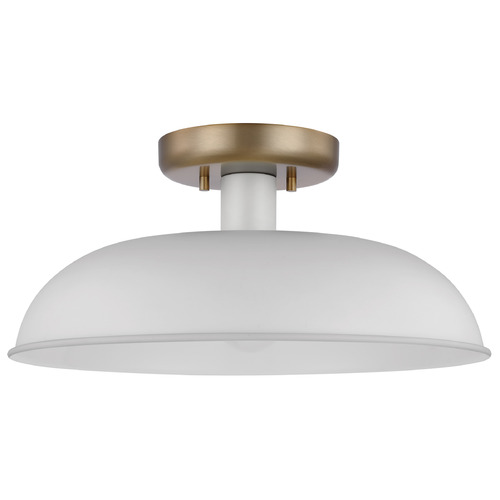 Colony Small Flush Mount in Burnished Brass & White by Nuvo Lighting