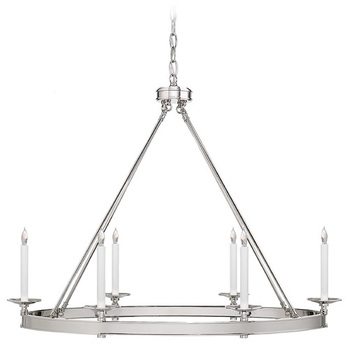 Visual Comfort Signature Collection Chapman & Myers Launceton Oval Chandelier in Nickel by Visual Comfort Signature CHC1603PN