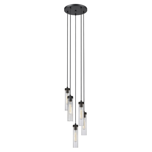 Z-Lite Beau Matte Black Multi-Light Pendant with Cylindrical Shade