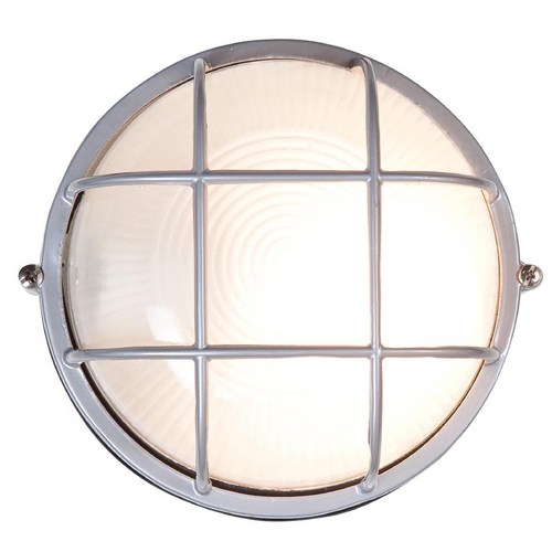 Access Lighting Outdoor Wall Light with White Glass in Satin Nickel by Access Lighting 20296-SAT/FST