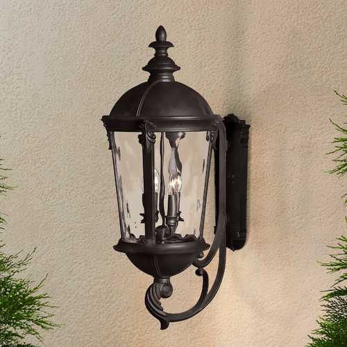 Seeded Glass Outdoor Wall Light Black by Hinkley Lighting