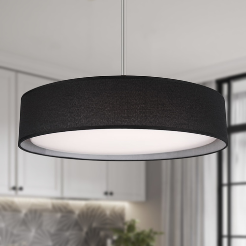 Modern Brushed Nickel LED Pendant with Black Shade 3000K 1289LM by Kuzco Lighting