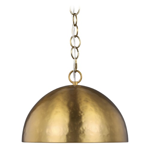 ED Ellen-DeGeneres 15-Inch Whare Burnished Brass Hammered Dome Pendant by Visual Comfort Studio