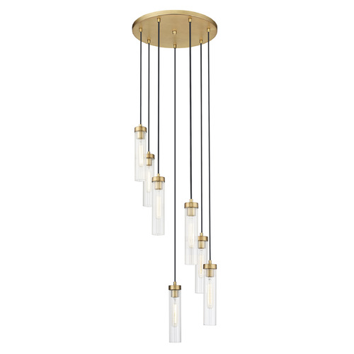 Z-Lite Beau Rubbed Brass Multi-Light Pendant with Cylindrical Shade