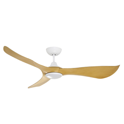 Maxim Lighting Keanu Matte White and Teak LED Ceiling Fan with Light
