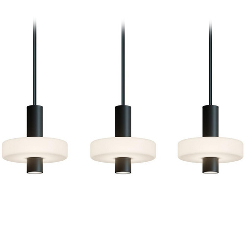 Afx Lighting Sydney Black LED Multi-Light Pendant with Drum Shade
