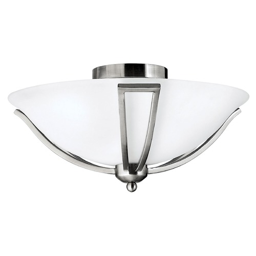 Semi-Flushmount Light with White Glass in Brushed Nickel by Hinkley Lighting