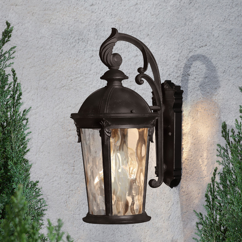 Seeded Glass Outdoor Wall Light Black by Hinkley Lighting