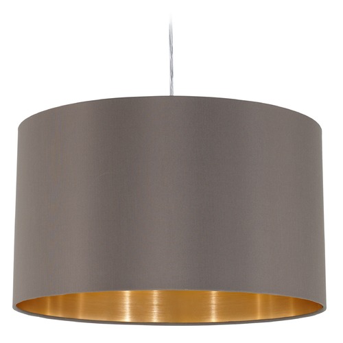 Eglo Lighting Eglo Maserlo Satin Nickel Pendant Light with Drum Shade 31603A