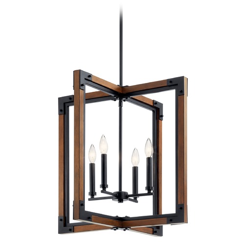 Marimount 4-Light Black & Stained Wood Pendant by Kichler Lighting