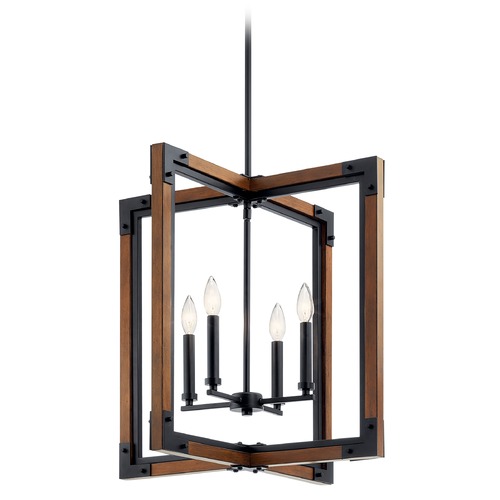 Kichler Lighting Marimount 4-Light Black & Stained Wood Pendant by Kichler Lighting 44044AUB