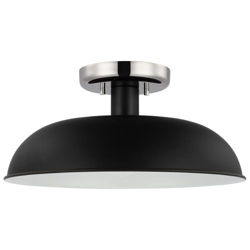 Colony Small Flush Mount in Polished Nickel & Black by Nuvo Lighting