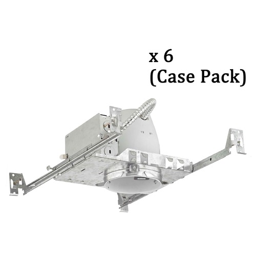 4-Inch New Construction E26 Recessed Can Light Non-IC Flat Ceiling Case Pack of 6