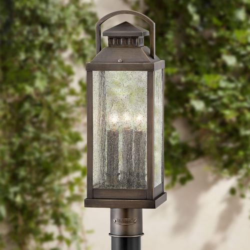 Revere Blackened Brass Post Light by Hinkley Lighting