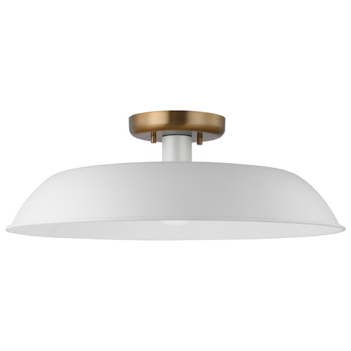 Nuvo Lighting Colony Medium Flush Mount in Burnished Brass & White by Nuvo Lighting 60-7493