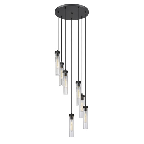Z-Lite Beau Matte Black Multi-Light Pendant with Cylindrical Shade