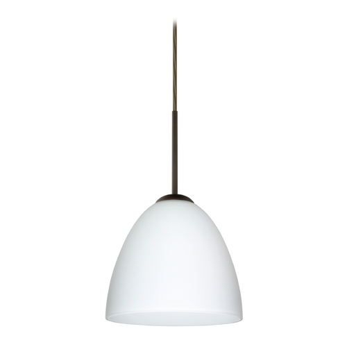 Besa Lighting Modern Pendant Light White Glass Bronze by Besa Lighting 1JT-447007-BR