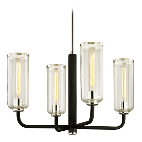 Troy Lighting Aeon 28.75-Inch Carbide Black with Polished Nickel Chandelier by Troy Lighting F6274