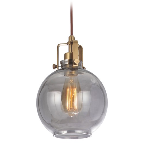 7.75-Inch Smoked Glass Pendant in Vintage Brass by Craftmade Lighting
