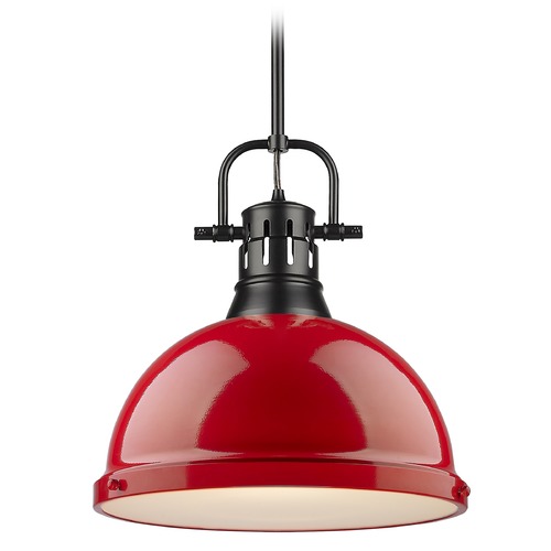 Golden Lighting Duncan Large Pendant in Black & Red by Golden Lighting 3604-LBLK-RD