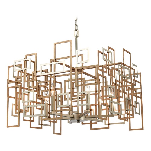 Elk Lighting Elk Lighting Gridlock Matte Gold, Aged Silver Chandelier 12305/6