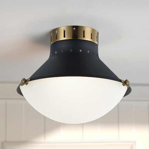 Matteo Lighting Notting Matte Black & Aged Gold Semi-Flush Mount by Matteo Lighting X66302MBAG