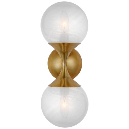 Visual Comfort Signature Collection Aerin Cristol Double Sconce in Antique Brass by Visual Comfort Signature ARN2405HABWG